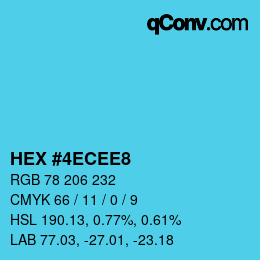 カラーコード: HEX #4ECEE8 | qconv.com