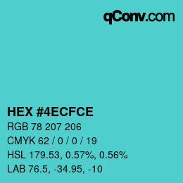 Color code: HEX #4ECFCE | qconv.com