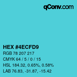Color code: HEX #4ECFD9 | qconv.com