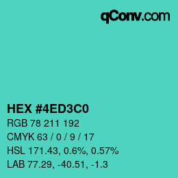 Color code: HEX #4ED3C0 | qconv.com