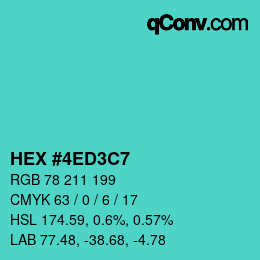 カラーコード: HEX #4ED3C7 | qconv.com