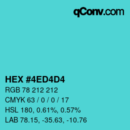 Farbcode: HEX #4ED4D4 | qconv.com