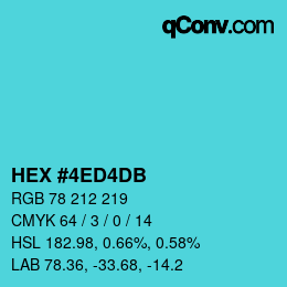 颜色代码: HEX #4ED4DB | qconv.com