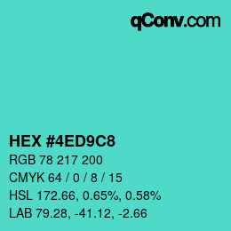 カラーコード: HEX #4ED9C8 | qconv.com