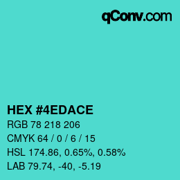 颜色代码: HEX #4EDACE | qconv.com