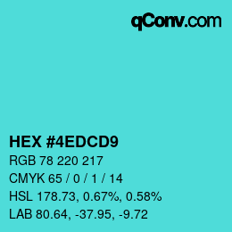Color code: HEX #4EDCD9 | qconv.com