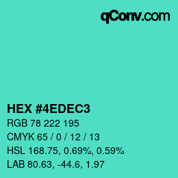 颜色代码: HEX #4EDEC3 | qconv.com
