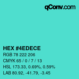 カラーコード: HEX #4EDECE | qconv.com