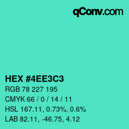 Color code: HEX #4EE3C3 | qconv.com