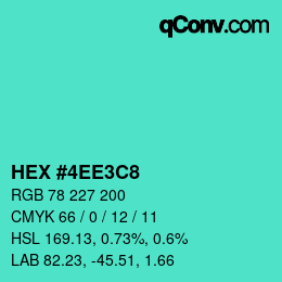 Color code: HEX #4EE3C8 | qconv.com