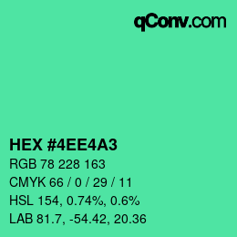颜色代码: HEX #4EE4A3 | qconv.com