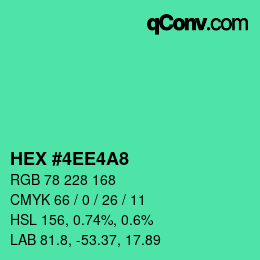 颜色代码: HEX #4EE4A8 | qconv.com
