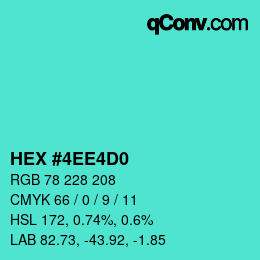 颜色代码: HEX #4EE4D0 | qconv.com