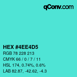 颜色代码: HEX #4EE4D5 | qconv.com