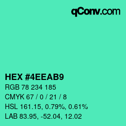 カラーコード: HEX #4EEAB9 | qconv.com