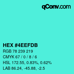 颜色代码: HEX #4EEFDB | qconv.com