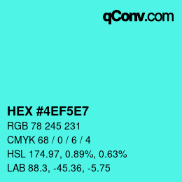 颜色代码: HEX #4EF5E7 | qconv.com