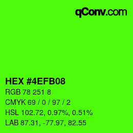 Farbcode: HEX #4EFB08 | qconv.com