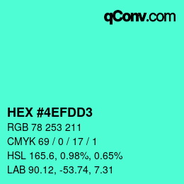 Color code: HEX #4EFDD3 | qconv.com
