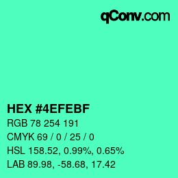 Color code: HEX #4EFEBF | qconv.com