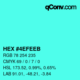 Color code: HEX #4EFEEB | qconv.com