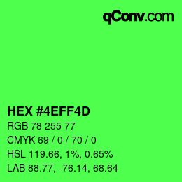 カラーコード: HEX #4EFF4D | qconv.com
