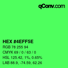 Farbcode: HEX #4EFF5E | qconv.com
