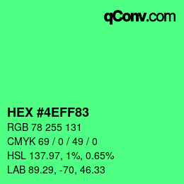 颜色代码: HEX #4EFF83 | qconv.com