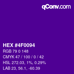 Color code: HEX #4F0094 | qconv.com
