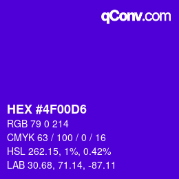 Color code: HEX #4F00D6 | qconv.com