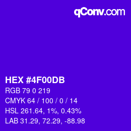 颜色代码: HEX #4F00DB | qconv.com