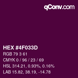 カラーコード: HEX #4F033D | qconv.com