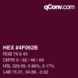 Color code: HEX #4F062B | qconv.com