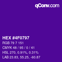 颜色代码: HEX #4F0797 | qconv.com