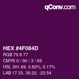 颜色代码: HEX #4F084D | qconv.com