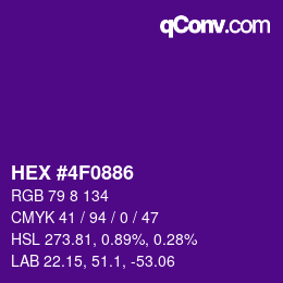 Color code: HEX #4F0886 | qconv.com