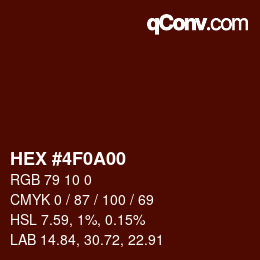 Código de color: HEX #4F0A00 | qconv.com