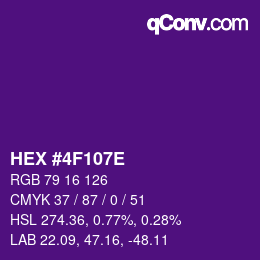 カラーコード: HEX #4F107E | qconv.com