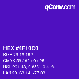 Color code: HEX #4F10C0 | qconv.com