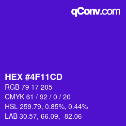 颜色代码: HEX #4F11CD | qconv.com