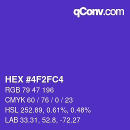 カラーコード: HEX #4F2FC4 | qconv.com