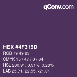 Color code: HEX #4F315D | qconv.com