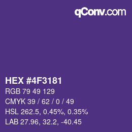 Farbcode: HEX #4F3181 | qconv.com