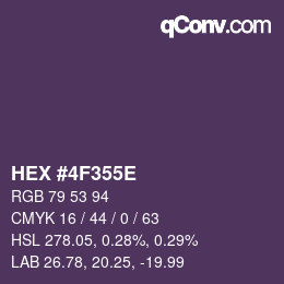 Color code: HEX #4F355E | qconv.com