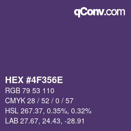 Color code: HEX #4F356E | qconv.com