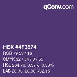 Color code: HEX #4F3574 | qconv.com