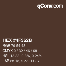 Color code: HEX #4F362B | qconv.com