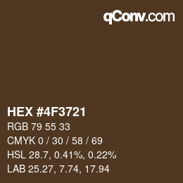 Color code: HEX #4F3721 | qconv.com