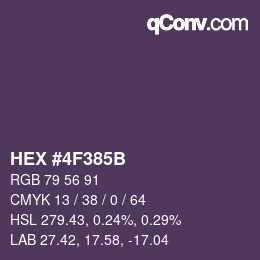 Color code: HEX #4F385B | qconv.com