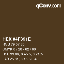 Farbcode: HEX #4F391E | qconv.com